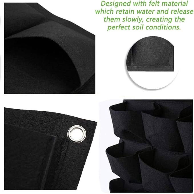 Hanging Planting Grow Bags, 64 Pockets Hanging Vertical Wall Planter Wall - Image 3