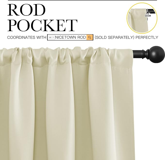 NICETOWN Living Room Curtains, Home Decorations Thermal Insulated Solid Rod - Image 3