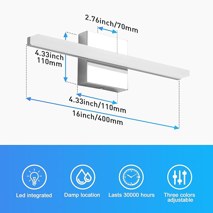 Combuh Modern Bathroom Vanity Light Fixtures Above Mirror Soft Shadow Free - Image 5