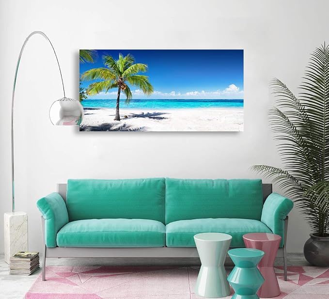 Baisuart-Large Canvas Wall Art Summer Ocean Waves Coconut Trees on Sands Beach - Image 6