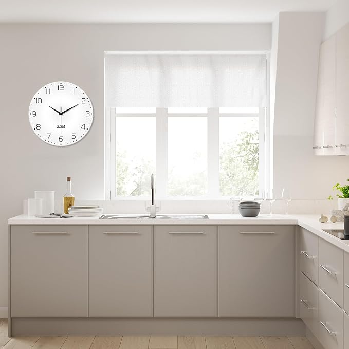 XNM Large White Glass Clocks Battery Operated 20 Inch Modern Minimalist Wall - Image 5
