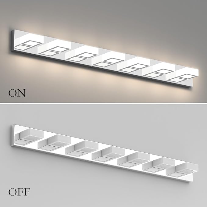 Ralbay 46" LED Chrome Vanity Lights 7 Lights Acrylic Stainless Steel LED Modern - Image 6