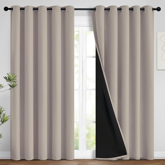 Yakamok 100% Blackout Curtains 96 Inches Long, 2 Thick Layers Heat and Full by Yakamok