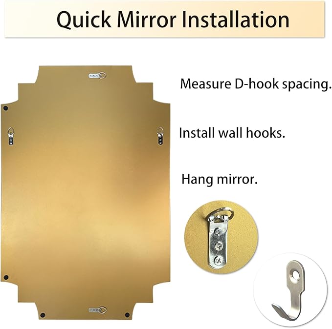 HQiJun 30x20 Inch Gold Bathroom Mirror, Wooden Frame - Image 6