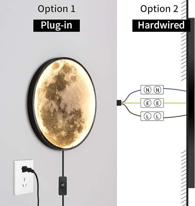 QIYIMEILUX Dimmable Moon Wall Sconce Plug in Modern LED Wall Light - Image 3