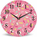 Mxocom Pink Donut Glaze Wall Clock Ice Cream Chocolate Colorful Sprinkles 10 by Mxocom