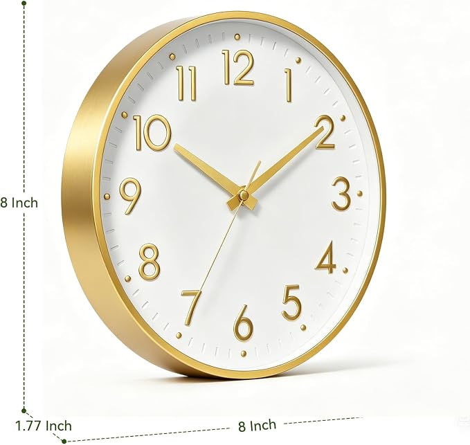 Mosewa Wall Clock 8 Inch, Battery Operated Silent Non-Ticking Modern Analog - Image 3
