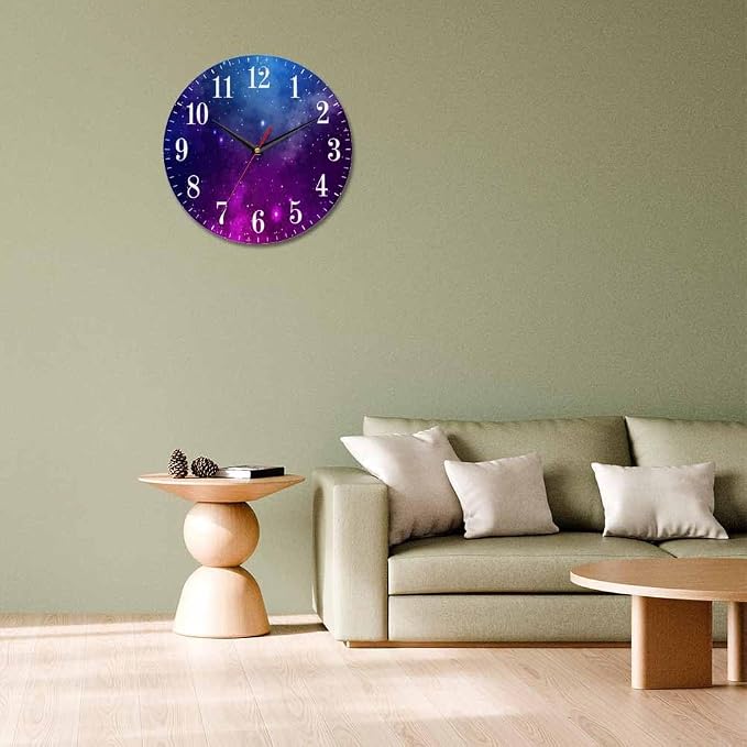Mxocom Colourfull Sky Wall Clock Blue Purple Nebula White Colour Star 10 Inch - Image 7