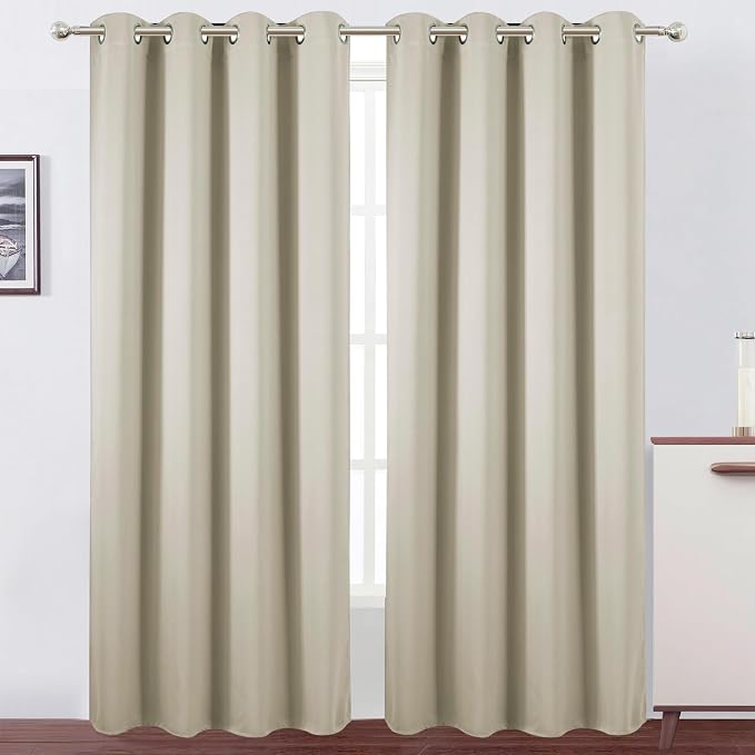LEMOMO Blackout Curtains 52 x 120 Inch Long Light Beige Curtains Set of 2 by Lemomo