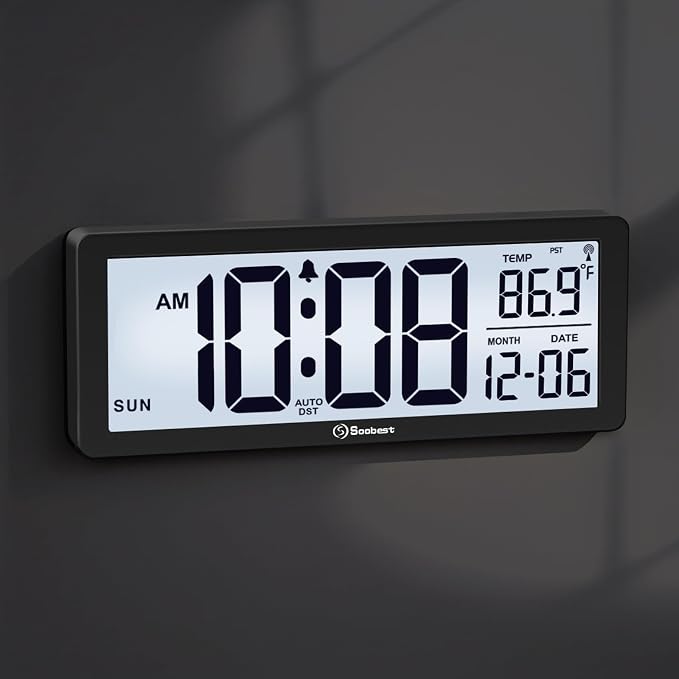 Soobest 8.5" Atomic Digital Wall Clock, Never Needs Setting, Auto Time Sync by Soobest