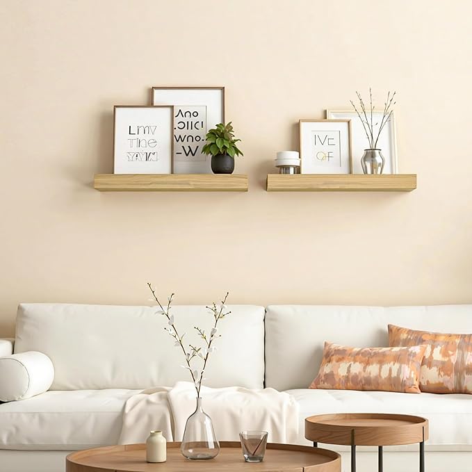 HOOBRO Floating Shelves for Wall, Wall Mounted Shelf Set of 2, 15.7" Hanging - Image 2