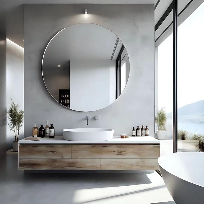 USHOWER 36" Round Frameless Wall Mirror by USHOWER