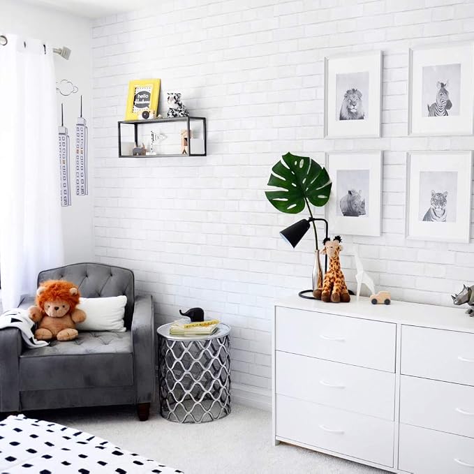 Tempaper Textured White Brick Removable Peel and Stick Wallpaper, 20.5 in X - Image 3