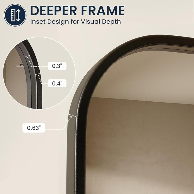2-Pack 24x30 Inch Matte Black Bathroom Vanity Mirrors | Flush Mount Deep Set - Image 3