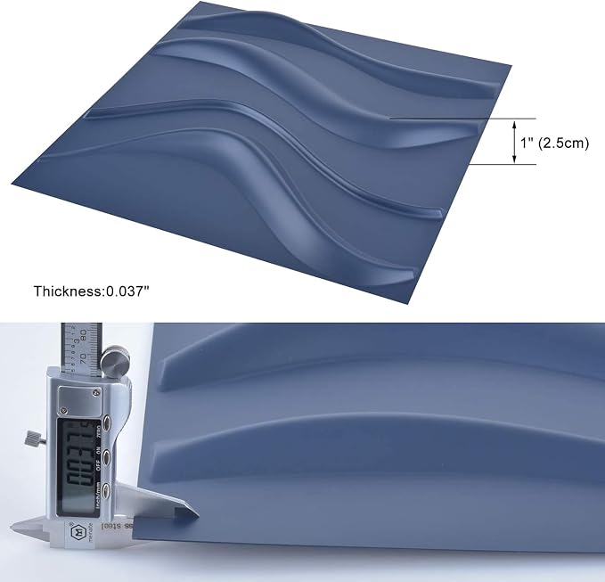 Art3d Navy Blue 3D Wall Panel PVC Slim Wave Covers 32 Sqft, - Image 6
