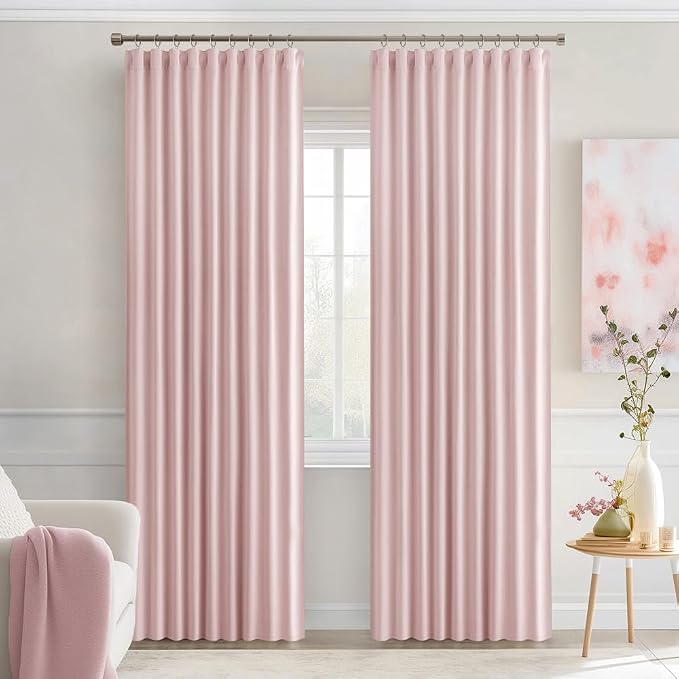 MIULEE Baby Pink Back Tab Blackout Curtains 84 Inch Length 2 Panels Set - Image 9