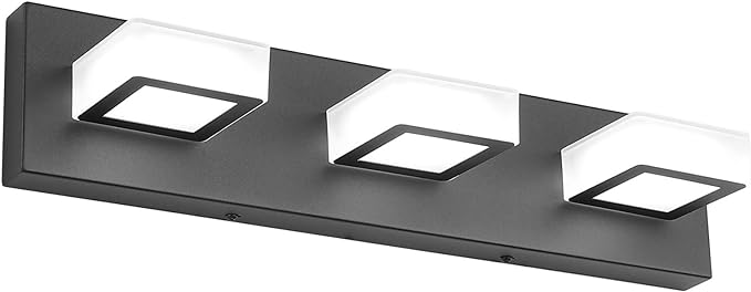 Ralbay LED Modern Black Bathroom Vanity Lights 3 Lights Acrylic Modern Black by RalbayLighting