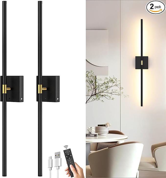 iThird Battery Operated Wall Sconce Set of 2: Rechargeable Wall Lights Wireless by iThirdHomeOutdoorLighting