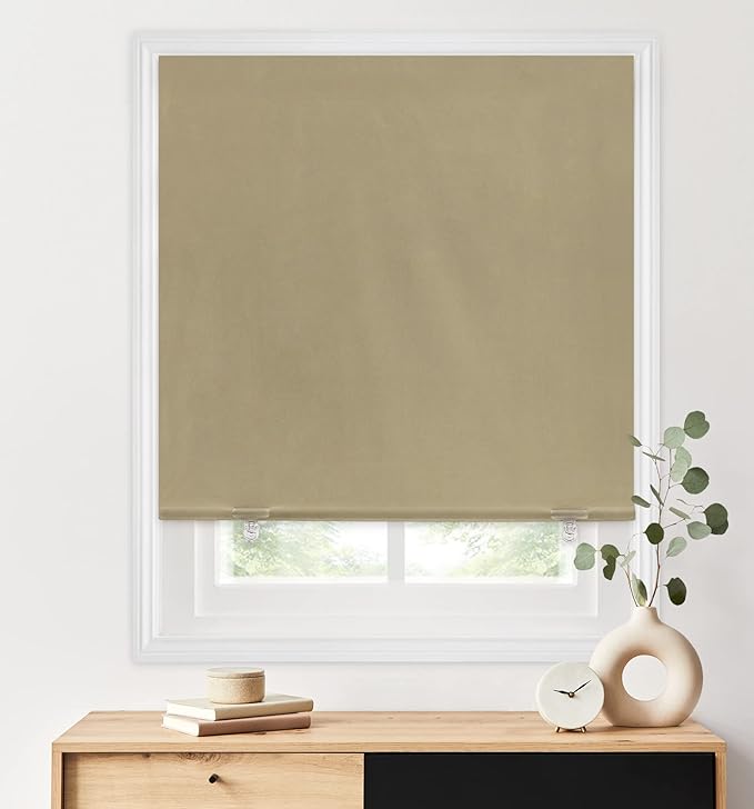 LazBlinds 100% Blackout Roller Shades, No Tools No Drill Cordless Blinds by LazBlinds