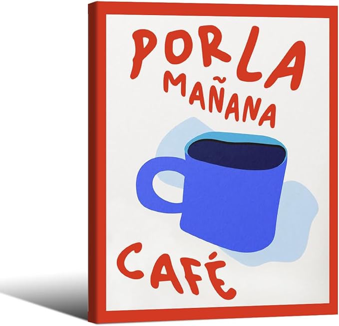 Framed Wall Art Posters Kitchen Por La Mañana Cafe Print Vintage Coffee Artwork by PDFI