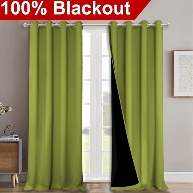 NICETOWN 100% Blackout Blinds, Fresh Green, Laundry Room Decor Window Treatment - Image 2