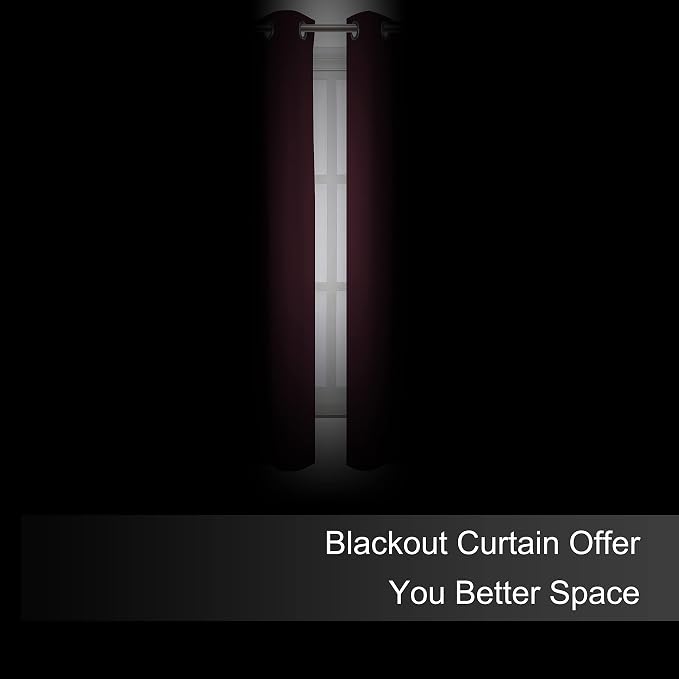 LEMOMO Blackout Curtains 52 x 45 inch/Burgundy Red Curtains Set of 2 - Image 3