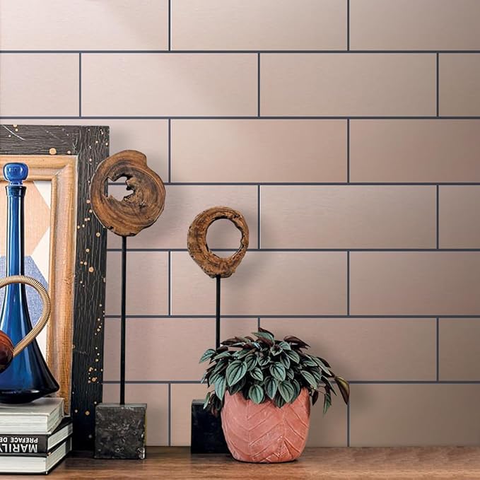AULIGET 20-Piece Copper Peel and Stick Backsplash Metal Tile, Laundry Room - Image 5