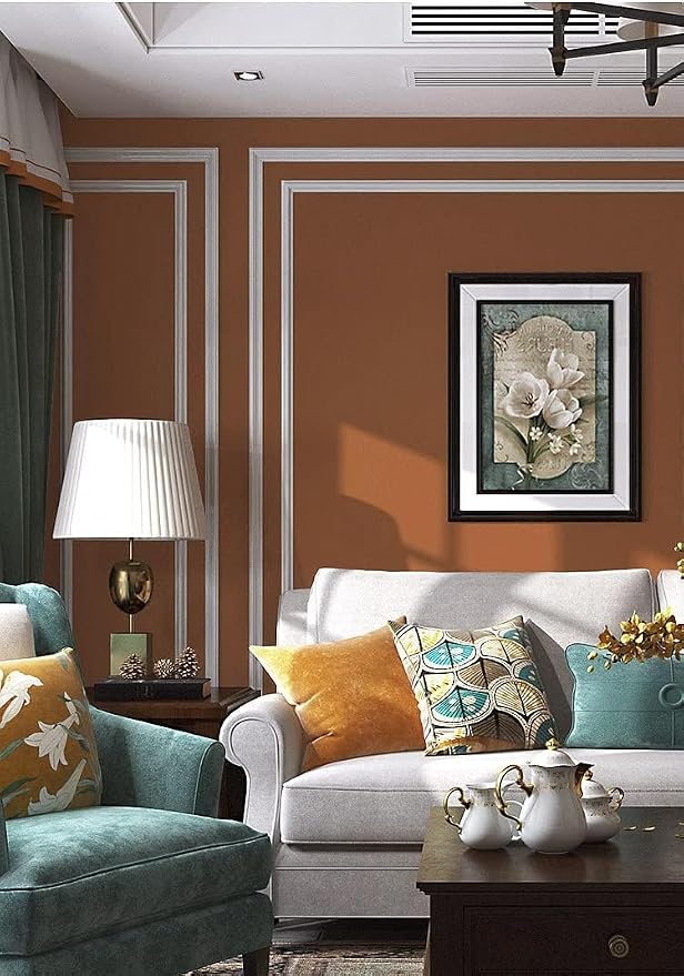 Safiyya Peel and Stick Wallpaper Dark Orange Contact Paper 393"x17.7" Solid - Image 5