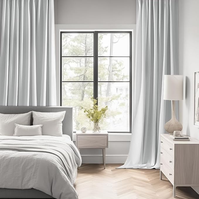 MIULEE Greyish White Back Tab Blackout Curtains 72 Inches Long 2 Panels Set - Image 2