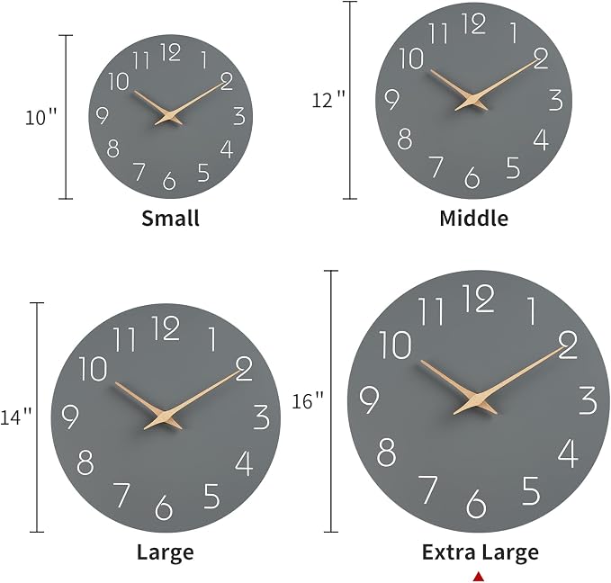 Mosewa Large Wall Clock 16 Inch Gray Modern Silent Non Ticking Battery Operated - Image 3