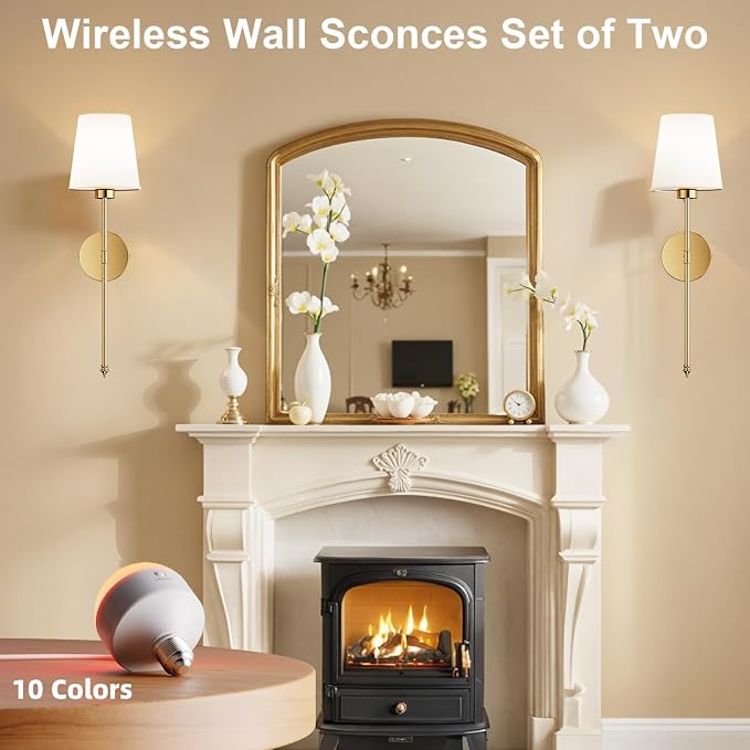 IRONPAX Wall Sconces Battery Operated Set of 2, Wireless Rechargeable Wall - Image 8
