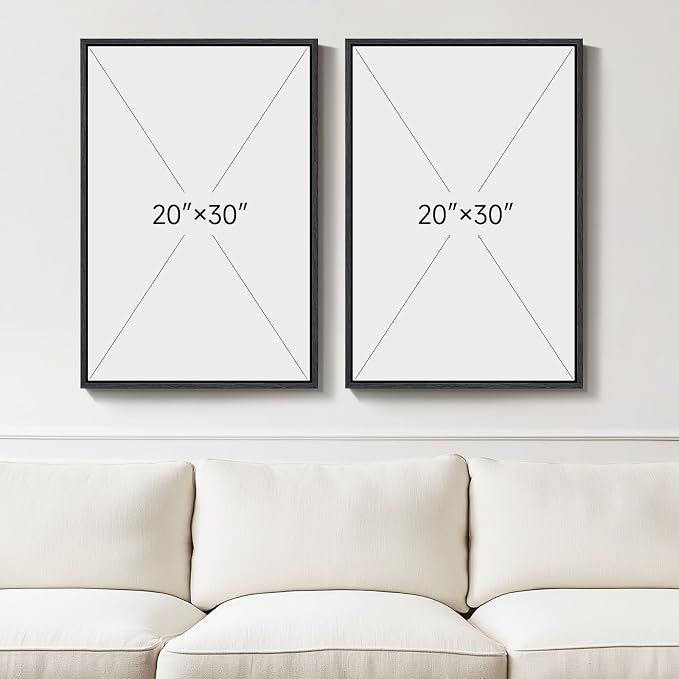 Large Framed Neutral Abstract Wall Art Set of 2, Minimalist Block Lines Pictures - Image 3