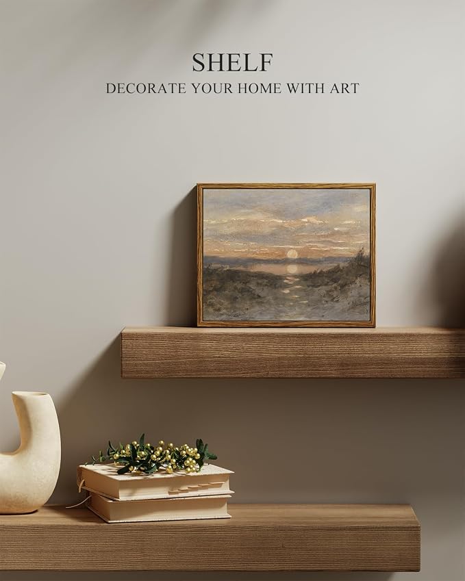 InSimSea Framed Canvas Wall Art, Vintage Coastal Landscape Painting, Rustic - Image 2