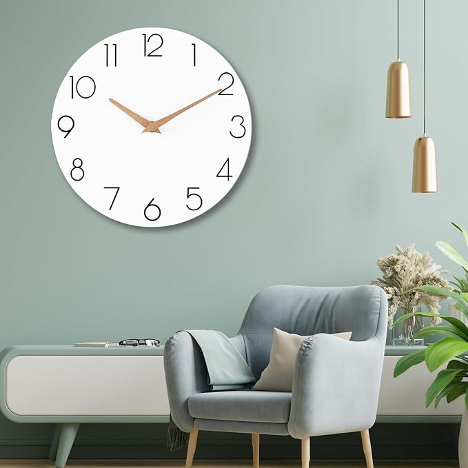 cicininc Wall Clock, 16 Inch Wooden Battery Operated Wall Clocks Silent - Image 6