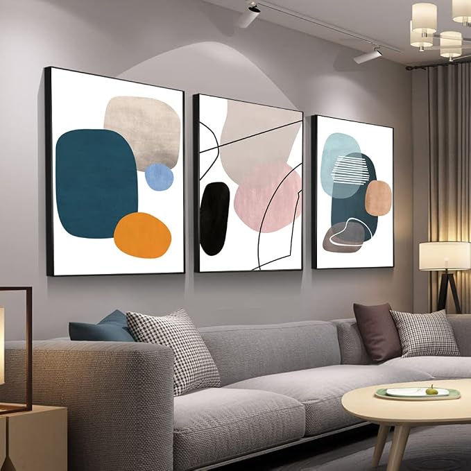 MPLONG Wall Art 3 Pieces Of Framed Decorative Paintings Abstract Simple Orange - Image 8