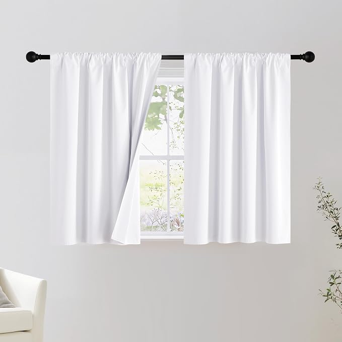 NICETOWN Bedroom 100% Blackout Curtains, 2 Panels, 34 by 36, Snow White by NICETOWN