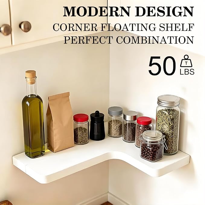 Floating Corner Shelves, Wall Shelf Set of 3, Shelves - Image 3