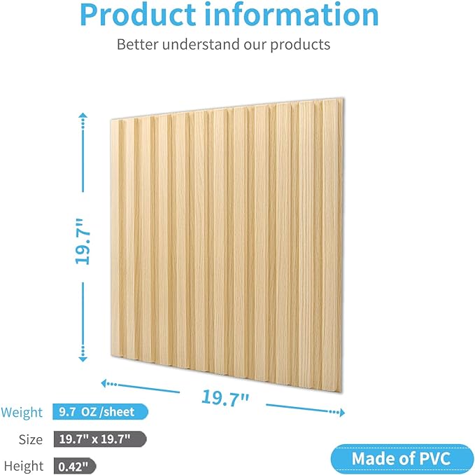 Art3d Slat Wall Panel, 3D Fluted Textured Panel 12-Tile 19.7 x 19.7in. - Image 4