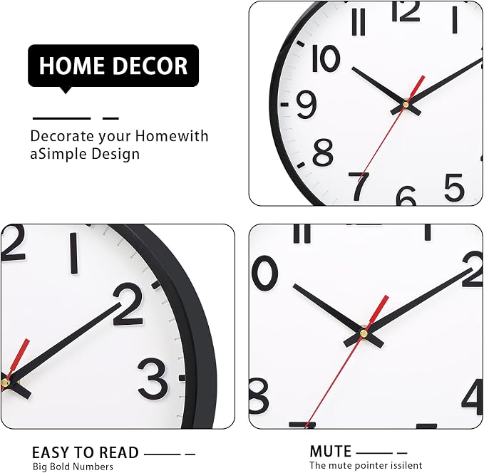 Wall Clocks Battery Operated 8 inch Modern Wall Clock, Silent Non Ticking Wall - Image 3