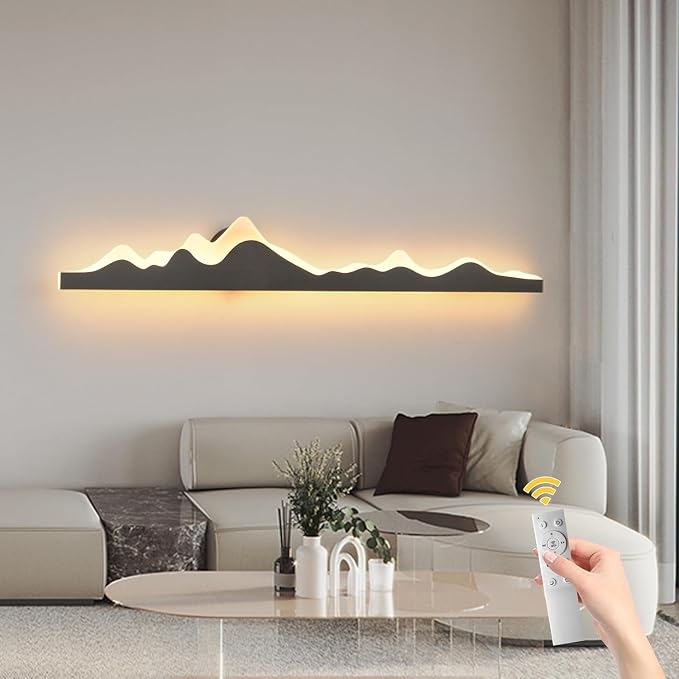 Qcyuui Wall Sconce with Remote Control 47.2inch Dimmable LED Wall Lights Black by Qcyuui