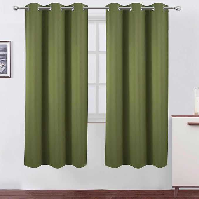 LEMOMO Olive Green Thermal Blackout Curtains/42 x 72 Inch/Set of 2 Panels Room by Lemomo