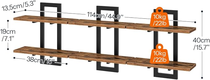 HOOBRO Floating Shelves, 15 Inch Wall Shelf Set of 3, Wall Mounted Storage - Image 2