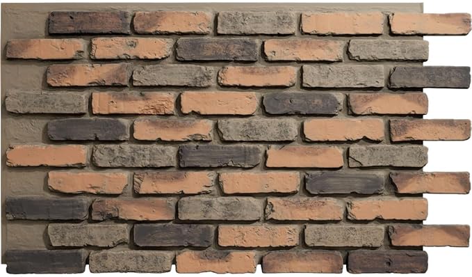 EverStone Aged Brick Faux Brick Panel, 46 7/8"W x 27"H x 1 1/4"D, Alamo Color by EkenaMillwork