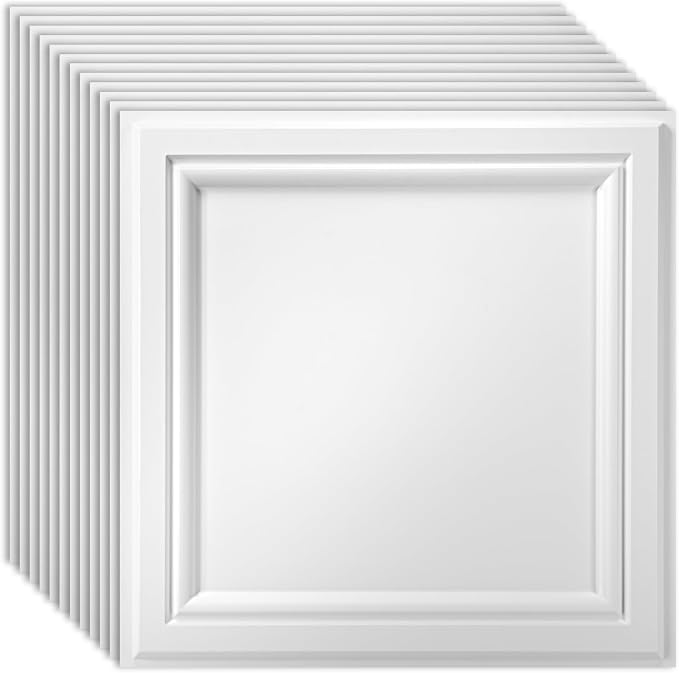 Art3d 12 Pack PVC Ceiling Tiles 24x24 Inches Waterproof Drop Ceiling Tiles/Wall by Art3d