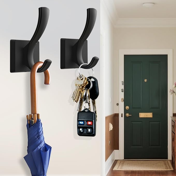 TOFIIGREM Black Towel Hooks, Coat Robe Hooks Bathroom Entryway Mudroom Pool - Image 3