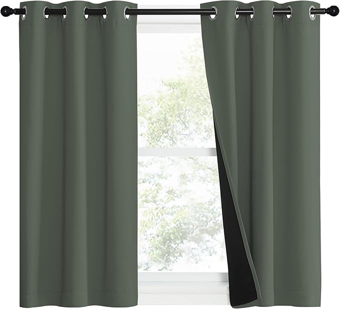 NICETOWN 100% Blackout Curtains 40" Long, Pair of Energy Smart & Noise Blocking - Image 2