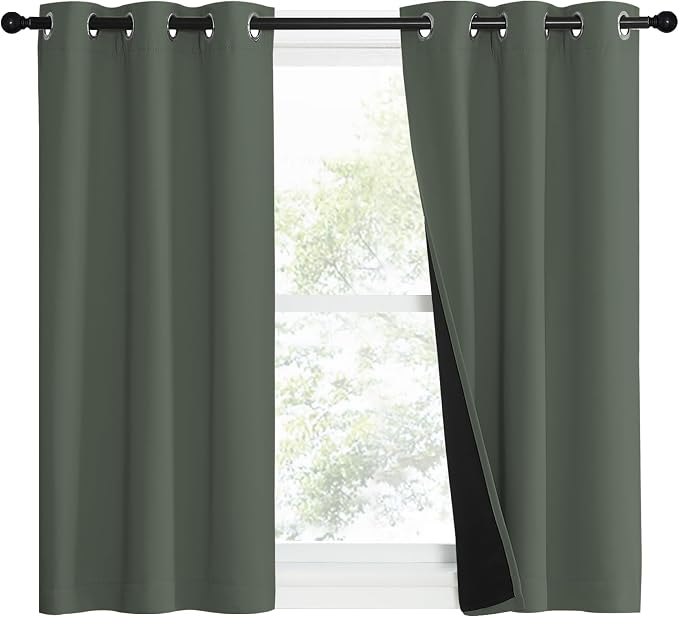 NICETOWN 100% Blackout Curtains 50" Long, Pair of Energy Smart & Noise Blocking - Image 2
