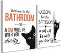 MUWAK Funny Welcome to the Bathroom Slogan Wall Art Set of 2 – Cat will Be by MUWAKWallArt