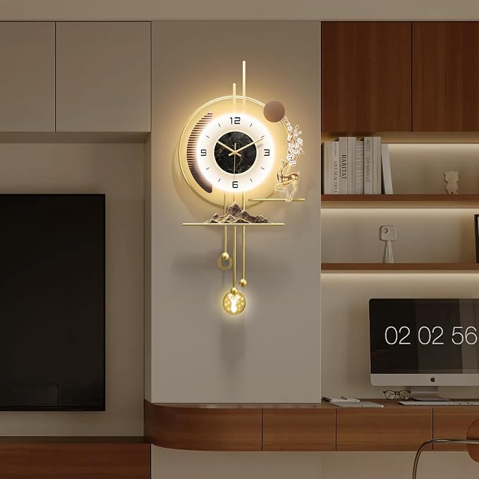 Modern Wall Clock for Living Room, Large Gold Decorative Wall Clock by HEBOIXHOMEDECOR