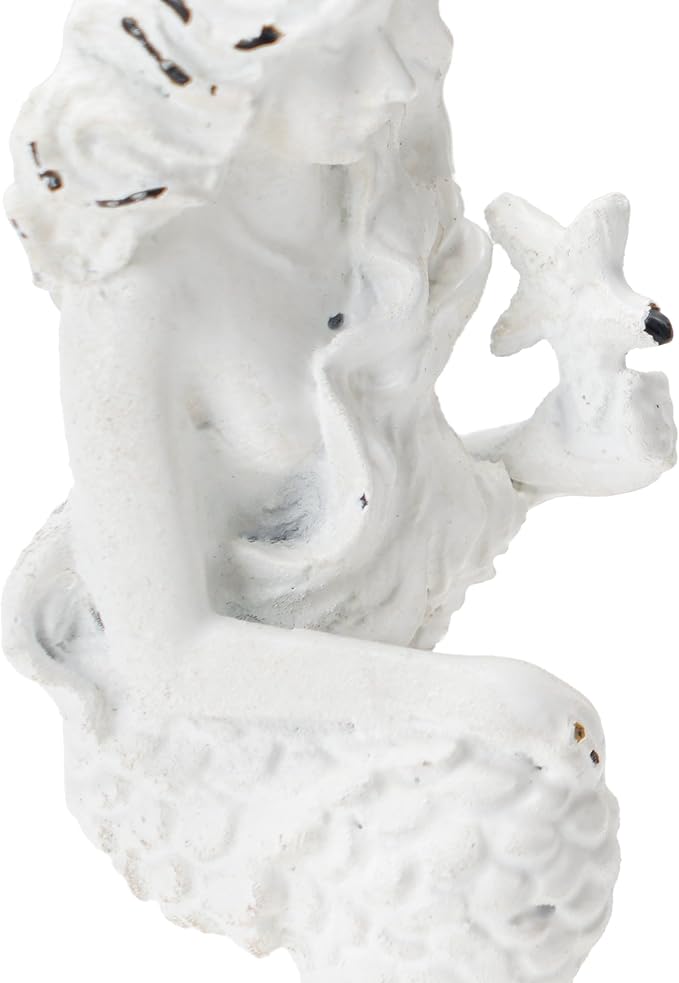 SOFFEE DESIGN 2pcs White Mermaid Shape Metal Coat Hooks, Playful 3D Mermaid - Image 6